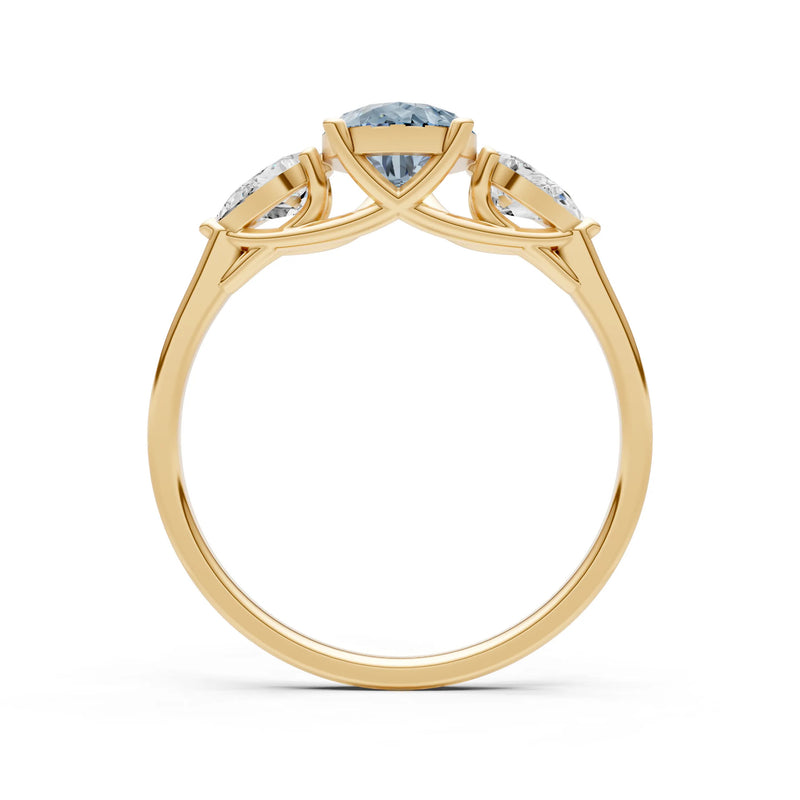 Aquamarine Three Pear Cut Stone Ring