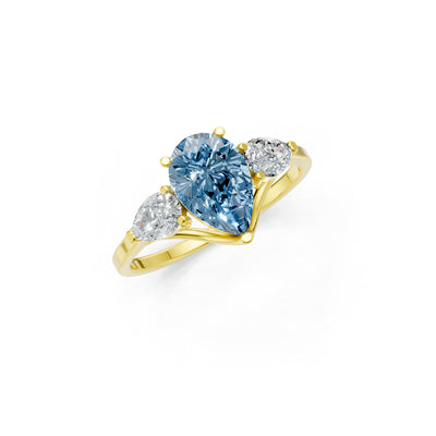 Aquamarine Three Pear Cut Stone Ring