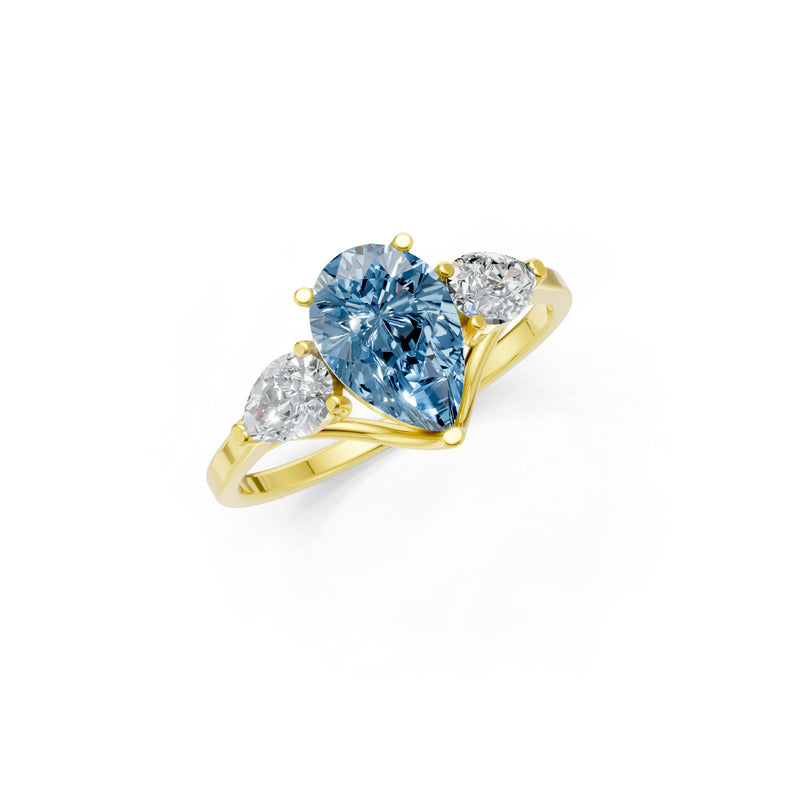 Aquamarine Three Pear Cut Stone Ring