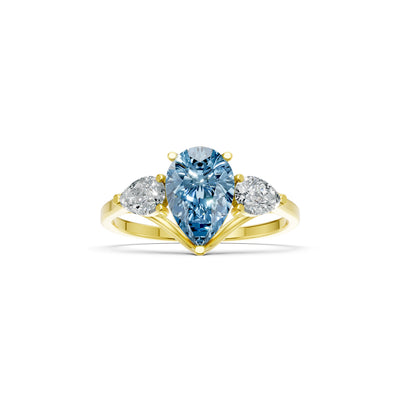 Aquamarine Three Pear Cut Stone Ring