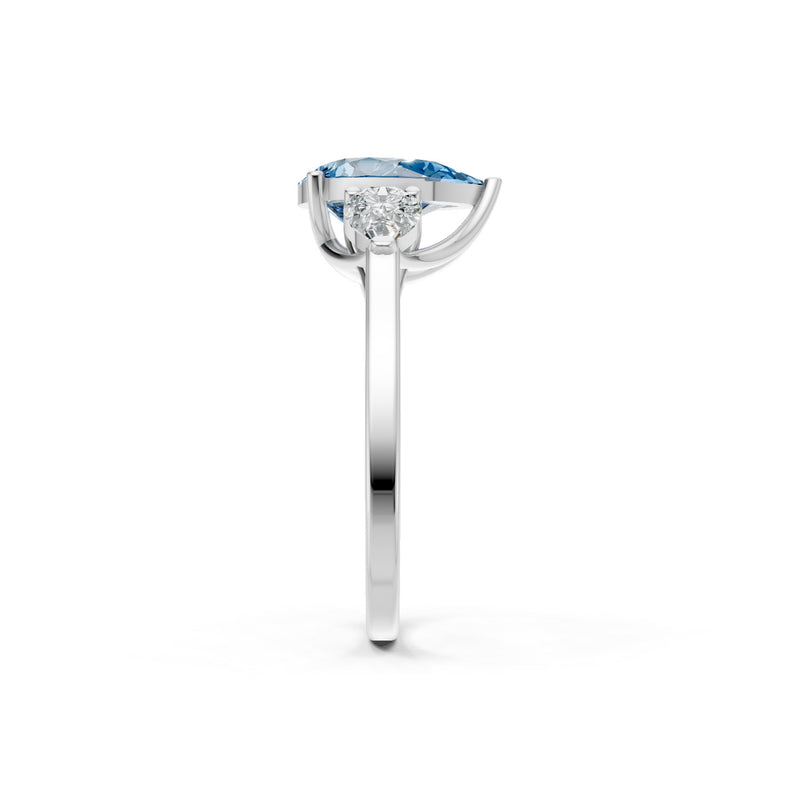 Aquamarine Three Pear Cut Stone Ring