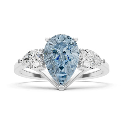 Aquamarine Three Pear Cut Stone Ring