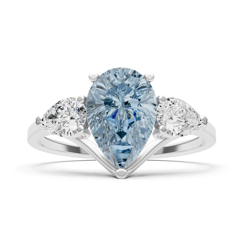 Aquamarine Three Pear Cut Stone Ring