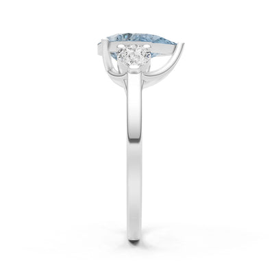 Aquamarine Three Pear Cut Stone Ring