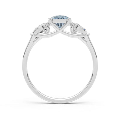 Aquamarine Three Pear Cut Stone Ring