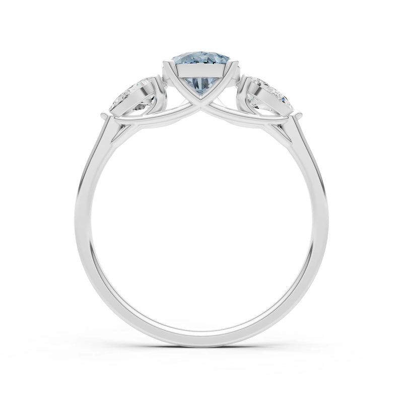 Aquamarine Three Pear Cut Stone Ring