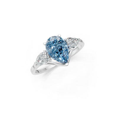 Aquamarine Three Pear Cut Stone Ring