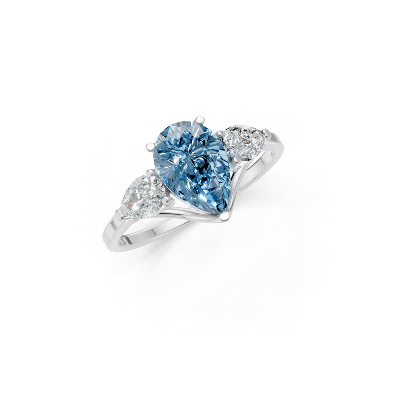Aquamarine Three Pear Cut Stone Ring