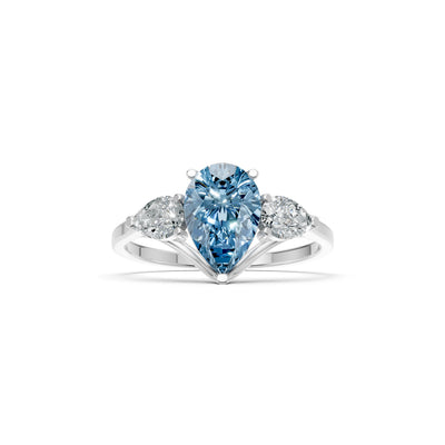 Aquamarine Three Pear Cut Stone Ring