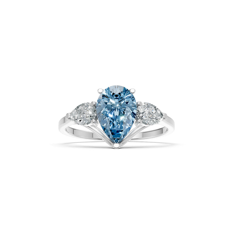 Aquamarine Three Pear Cut Stone Ring