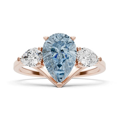 Aquamarine Three Pear Cut Stone Ring