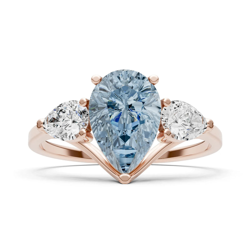Aquamarine Three Pear Cut Stone Ring