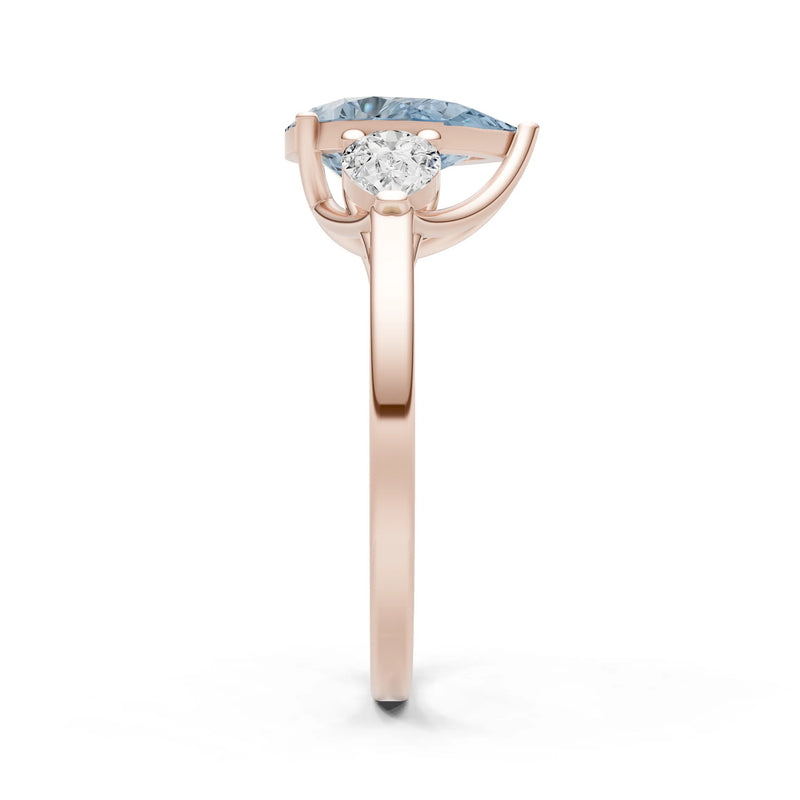 Aquamarine Three Pear Cut Stone Ring