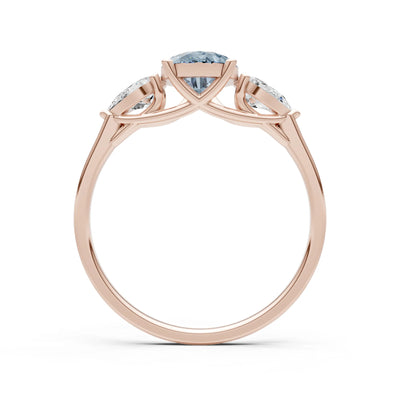 Aquamarine Three Pear Cut Stone Ring