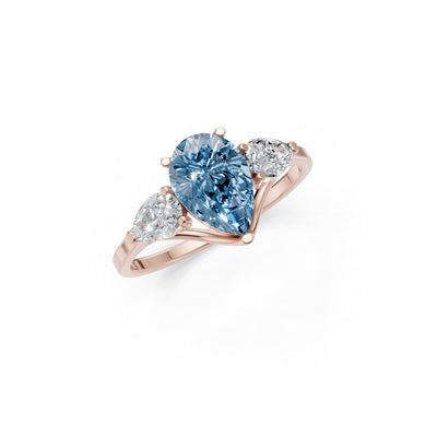 Aquamarine Three Pear Cut Stone Ring