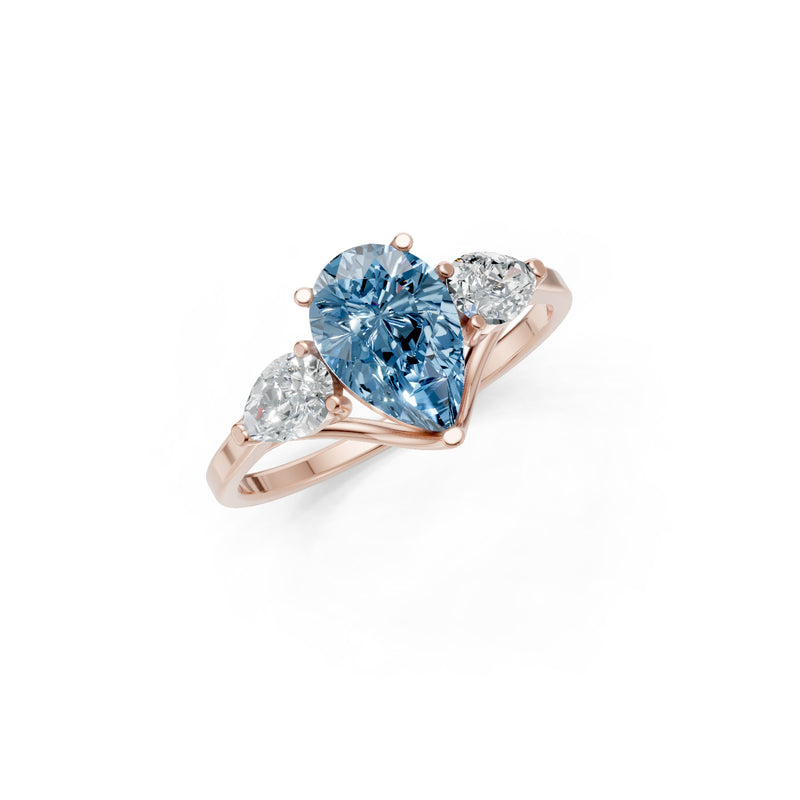 Aquamarine Three Pear Cut Stone Ring