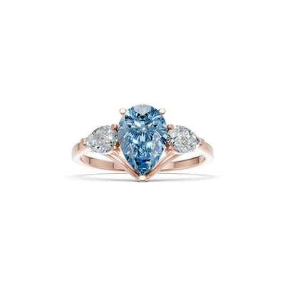 Aquamarine Three Pear Cut Stone Ring