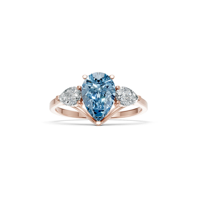 Aquamarine Three Pear Cut Stone Ring