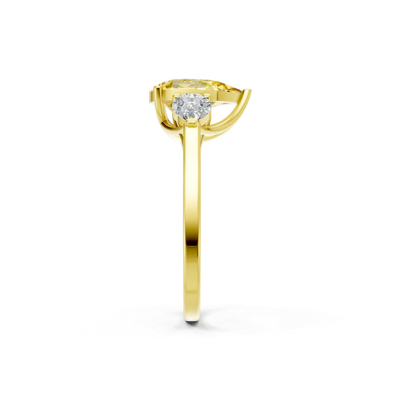 Citrine Three Pear Cut Stone Ring
