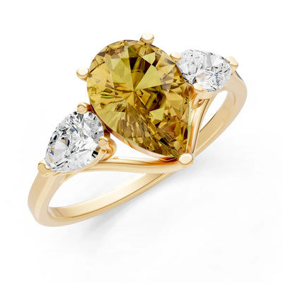 Citrine Three Pear Cut Stone Ring