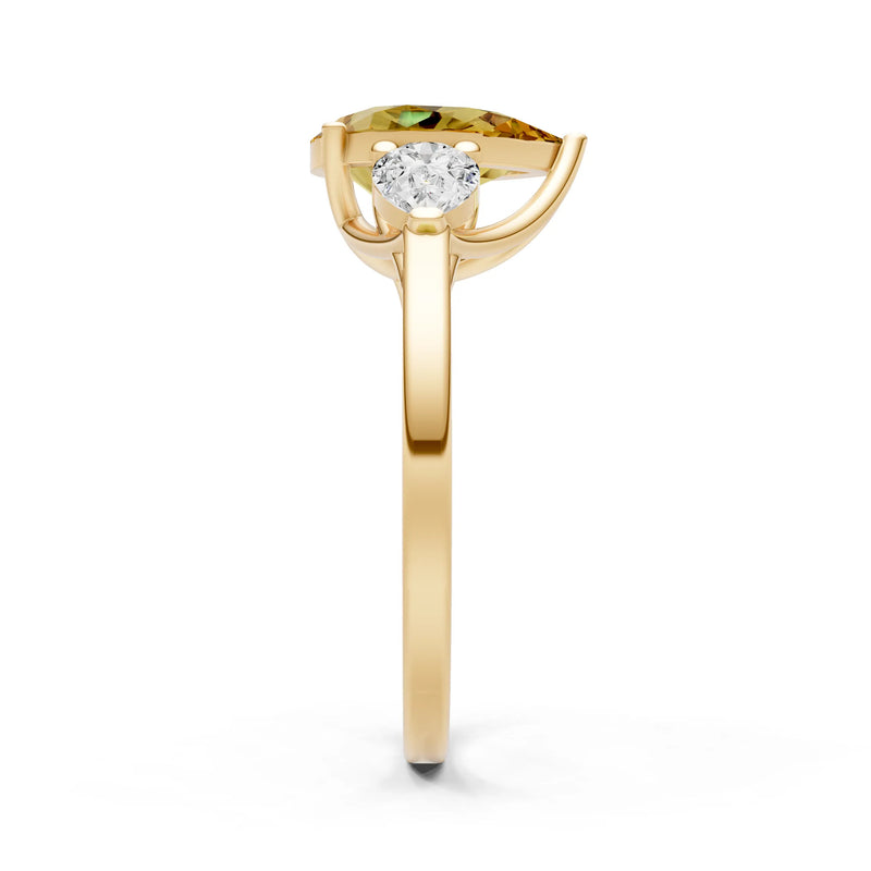 Citrine Three Pear Cut Stone Ring