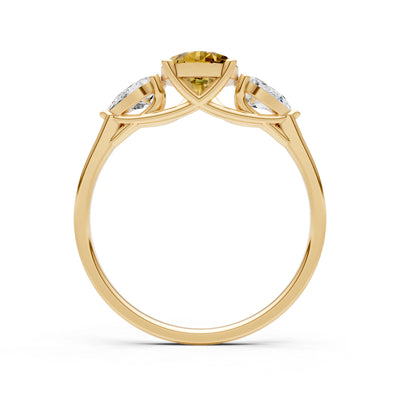 Citrine Three Pear Cut Stone Ring