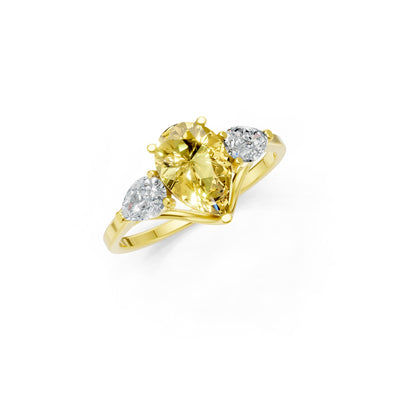 Citrine Three Pear Cut Stone Ring