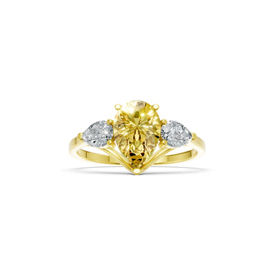 Citrine Three Pear Cut Stone Ring