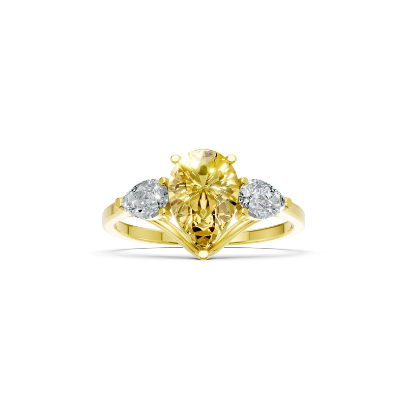 Citrine Three Pear Cut Stone Ring