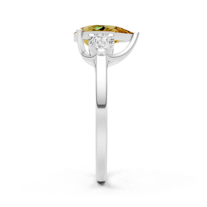 Citrine Three Pear Cut Stone Ring