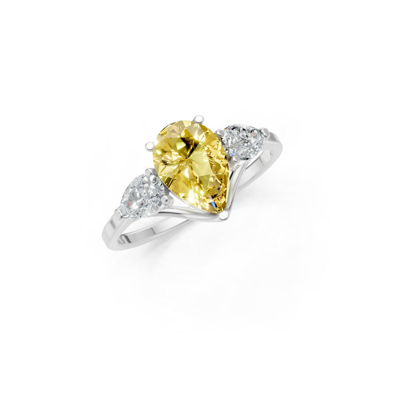 Citrine Three Pear Cut Stone Ring