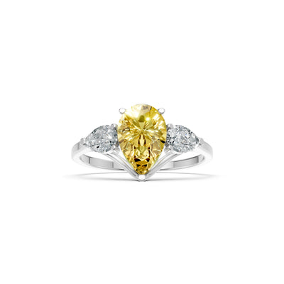 Citrine Three Pear Cut Stone Ring