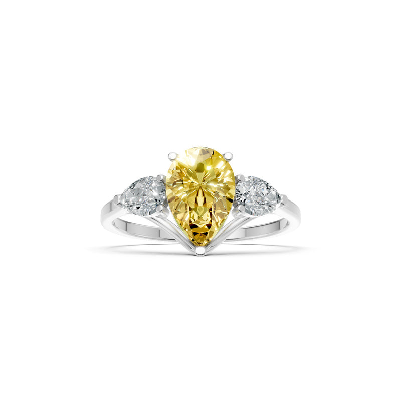 Citrine Three Pear Cut Stone Ring