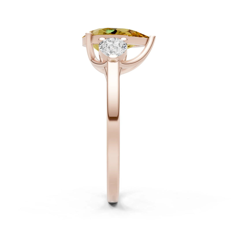 Citrine Three Pear Cut Stone Ring