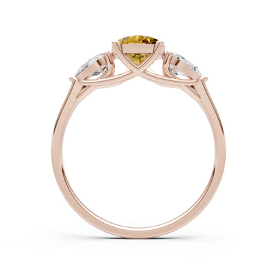 Citrine Three Pear Cut Stone Ring
