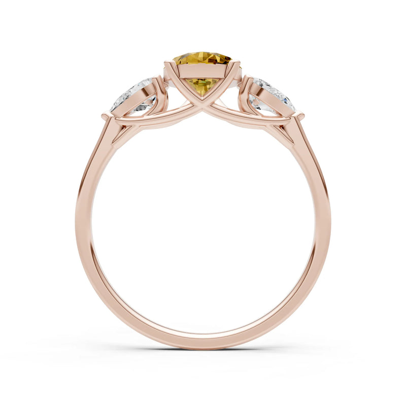 Citrine Three Pear Cut Stone Ring