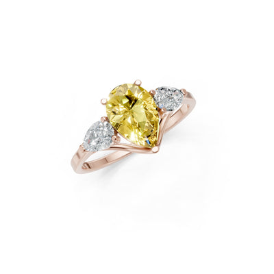 Citrine Three Pear Cut Stone Ring