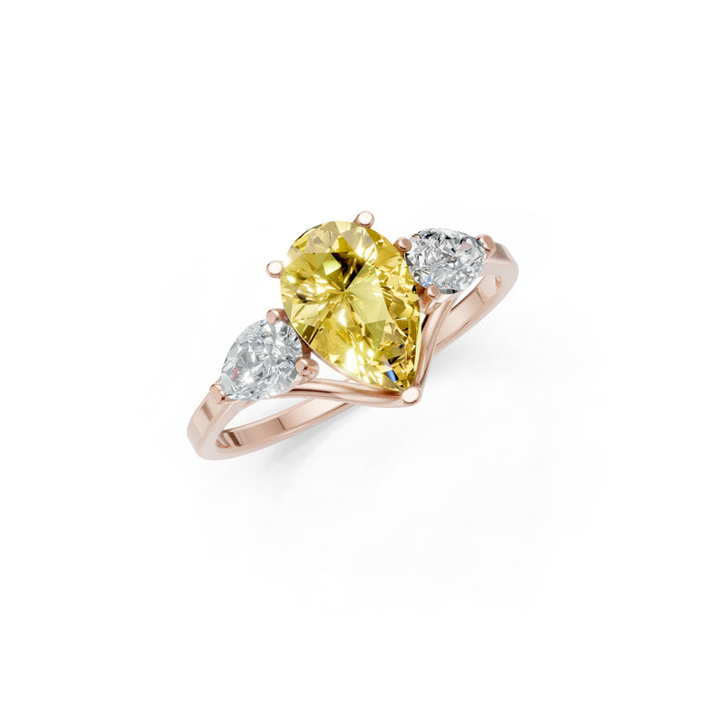 Citrine Three Pear Cut Stone Ring