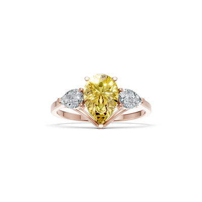 Citrine Three Pear Cut Stone Ring