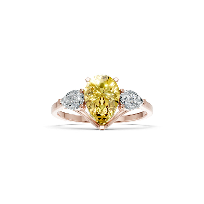 Citrine Three Pear Cut Stone Ring