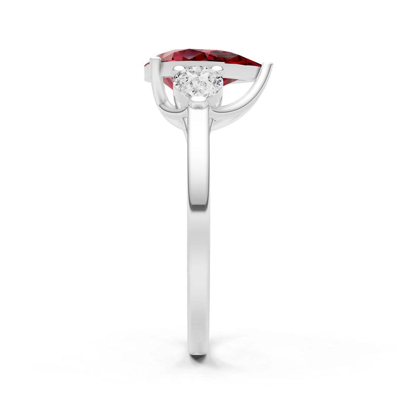 Garnet Three Pear Cut Stone Ring