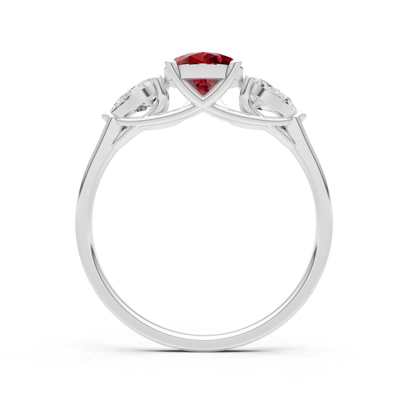Garnet Three Pear Cut Stone Ring