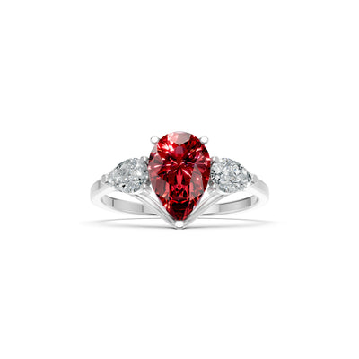Garnet Three Pear Cut Stone Ring