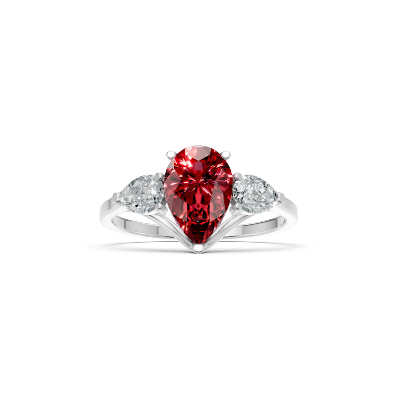 Garnet Three Pear Cut Stone Ring