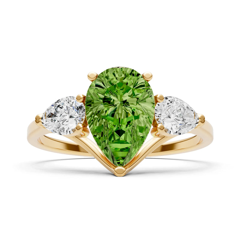 Peridot Three Pear Cut Stone Ring