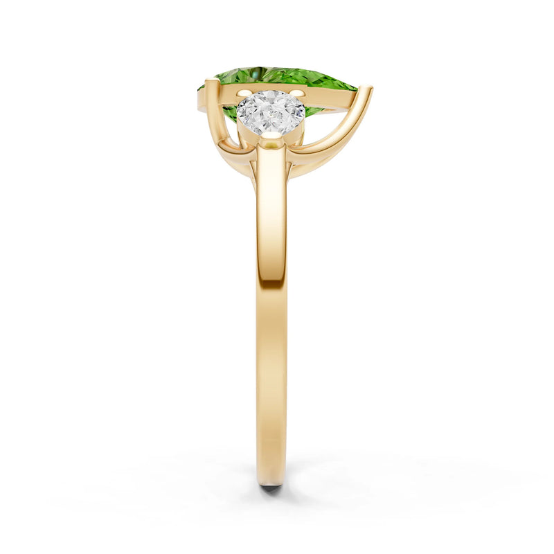 Peridot Three Pear Cut Stone Ring