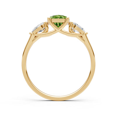 Peridot Three Pear Cut Stone Ring