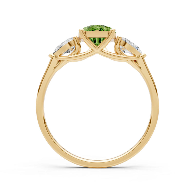 Peridot Three Pear Cut Stone Ring