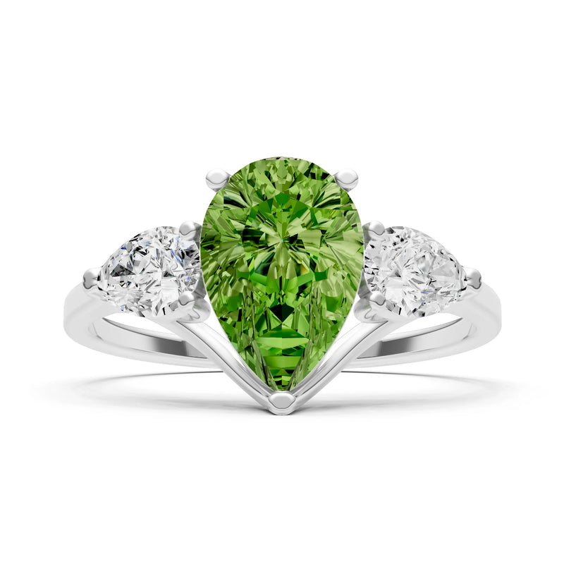 Peridot Three Pear Cut Stone Ring