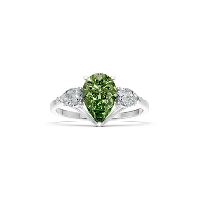 Peridot Three Pear Cut Stone Ring